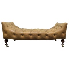 English Leather Tufted Bench