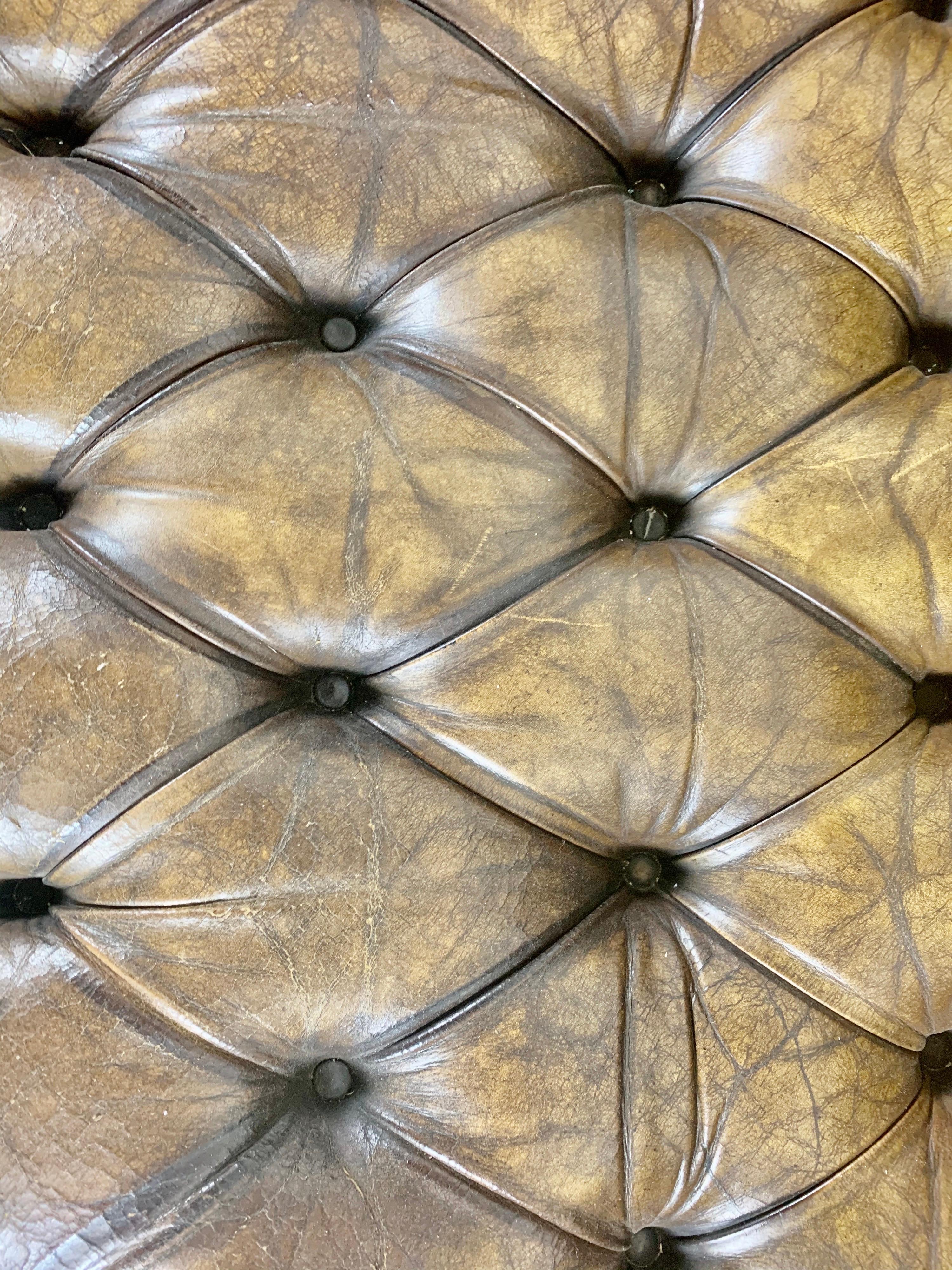 English Leather Tufted Chesterfield Sofa, circa 1900s 1