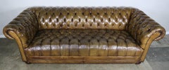 English Leather Tufted Chesterfield Sofa, circa 1930s