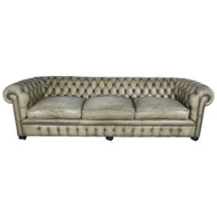 English Leather Tufted Chesterfield Sofa