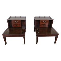 English Leather Two-Tiered Tables, Pair