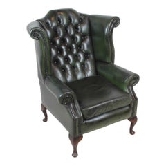 English Leather Wingback Chair, circa 1930
