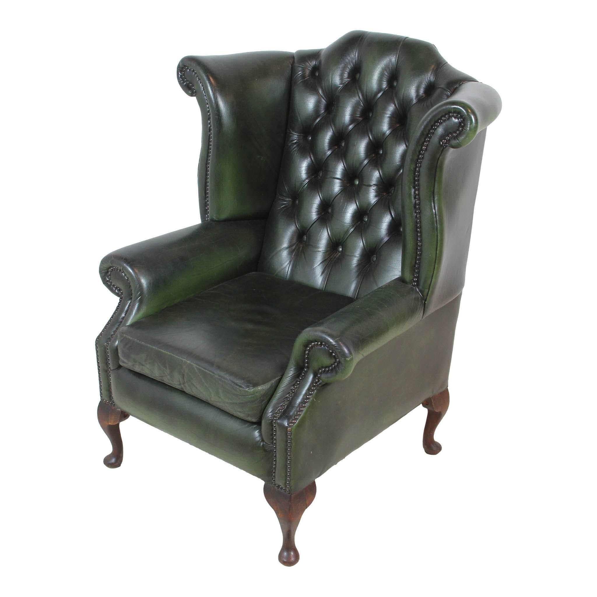 English Leather Wingback Chair, circa 1930 In Good Condition In Evergreen, CO