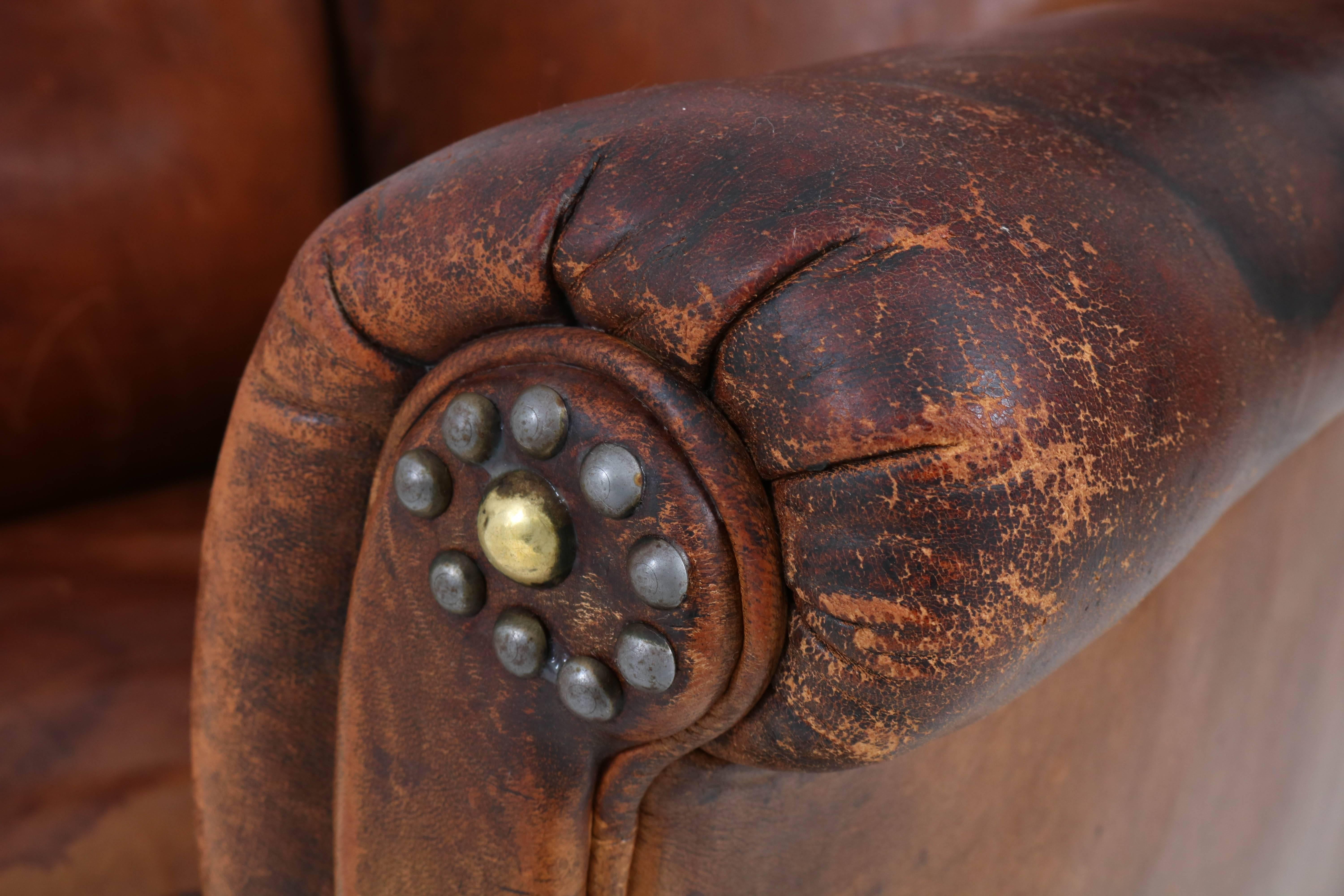 English Leather Wingback Chair with Chippendale Ball Claw Feet, 1930s 2