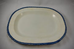 English Leeds Cobalt Blue Feather or Shell Edge Pearlware Oval Platter