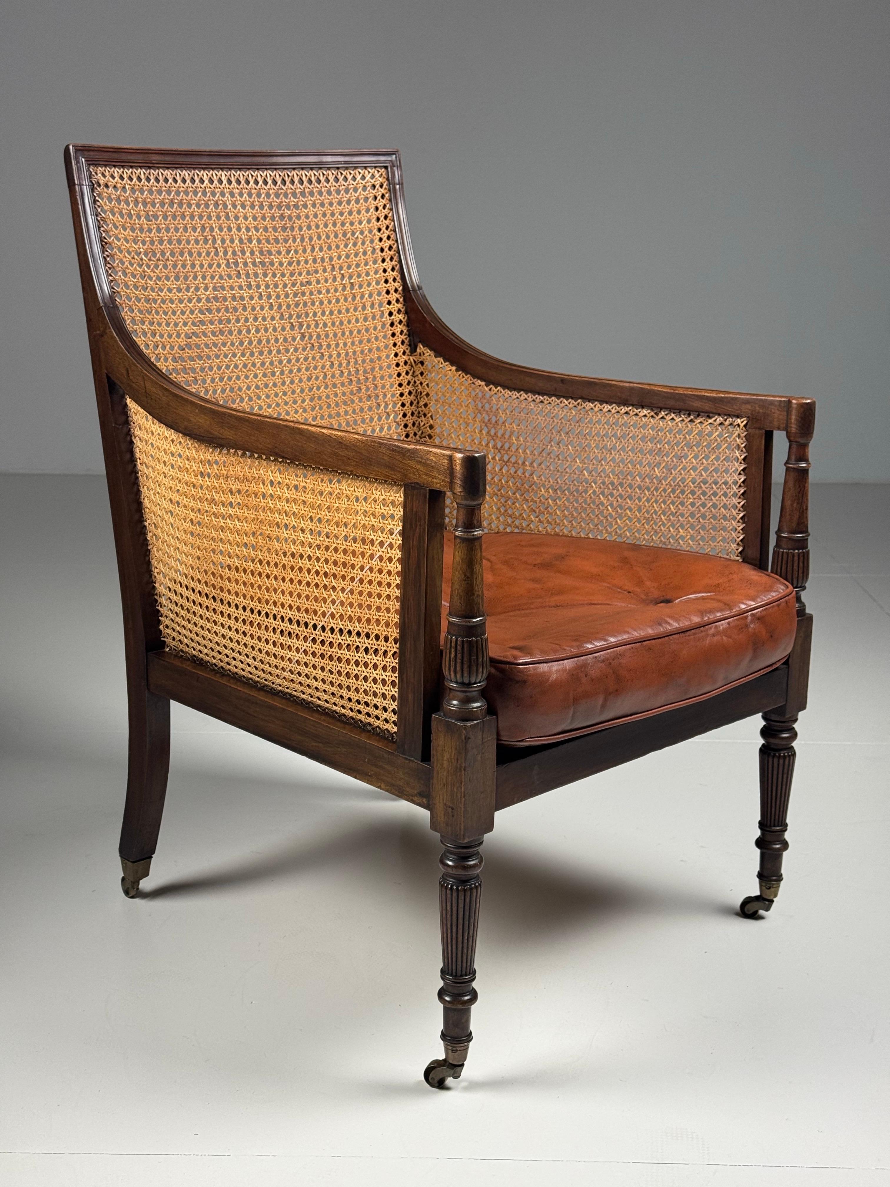 English Library Bergère 1825 Mahogany For Sale 7
