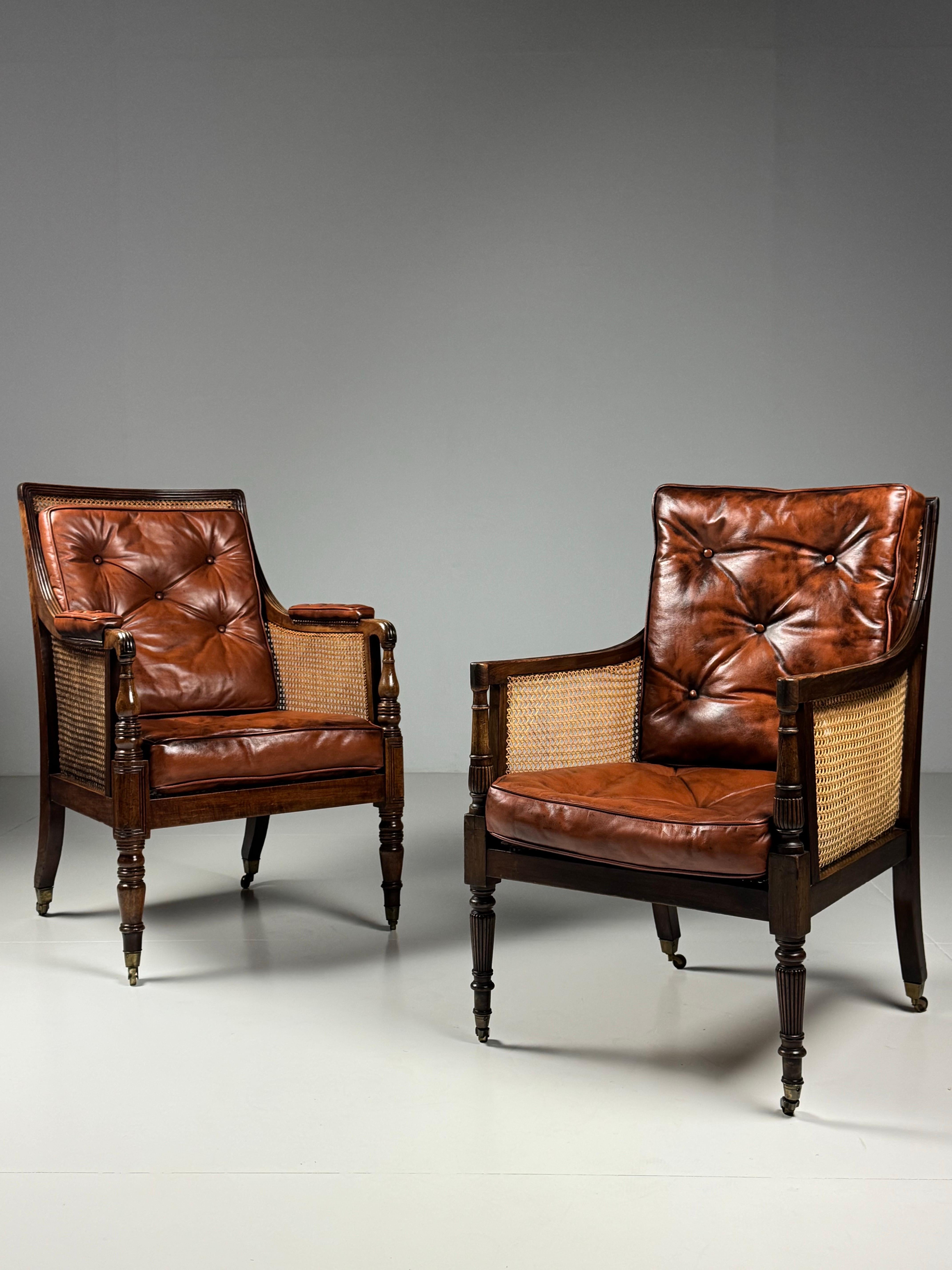 English Library Bergère 1825 Mahogany For Sale 8