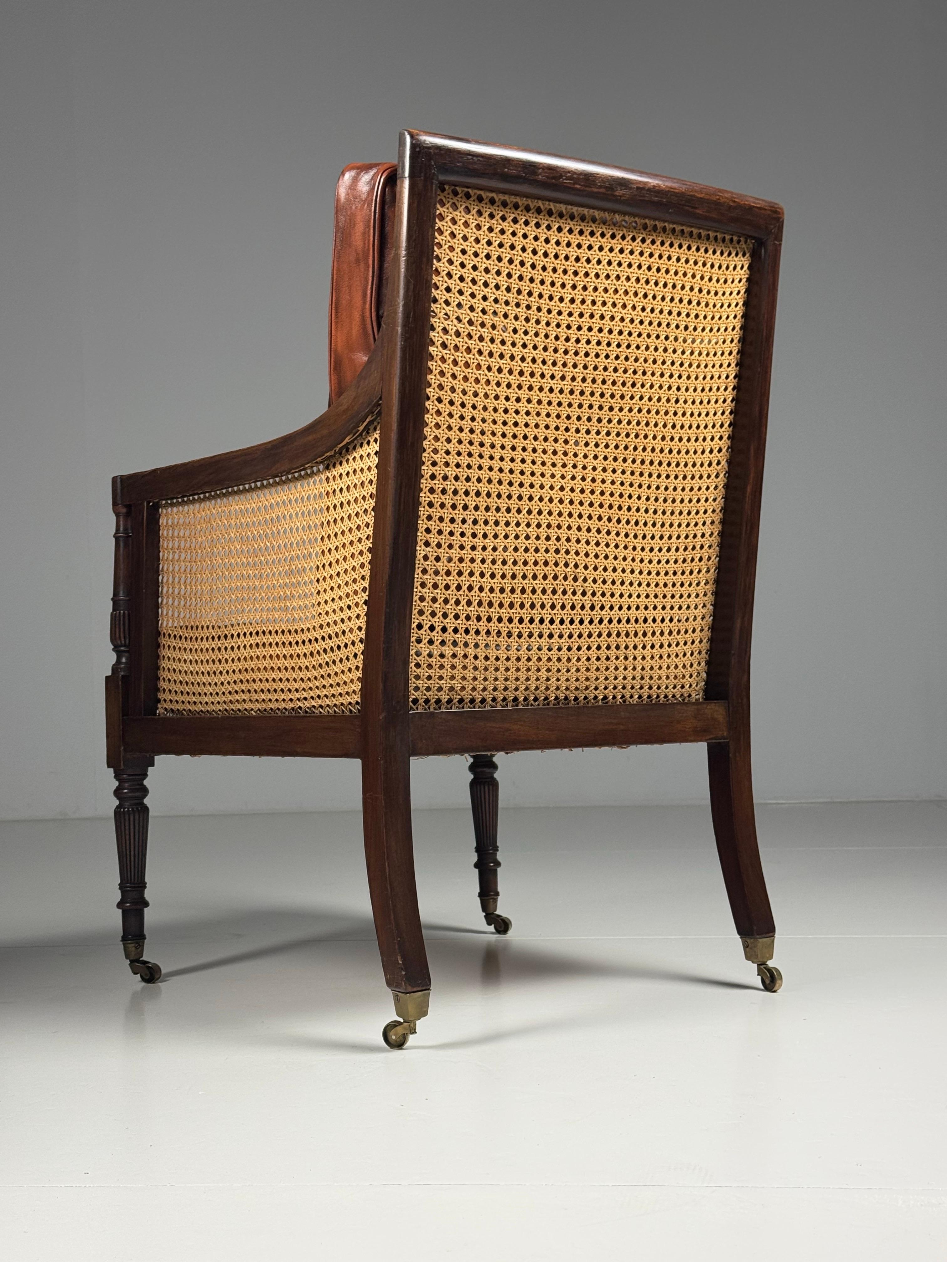 English Library Bergère 1825 Mahogany For Sale 10