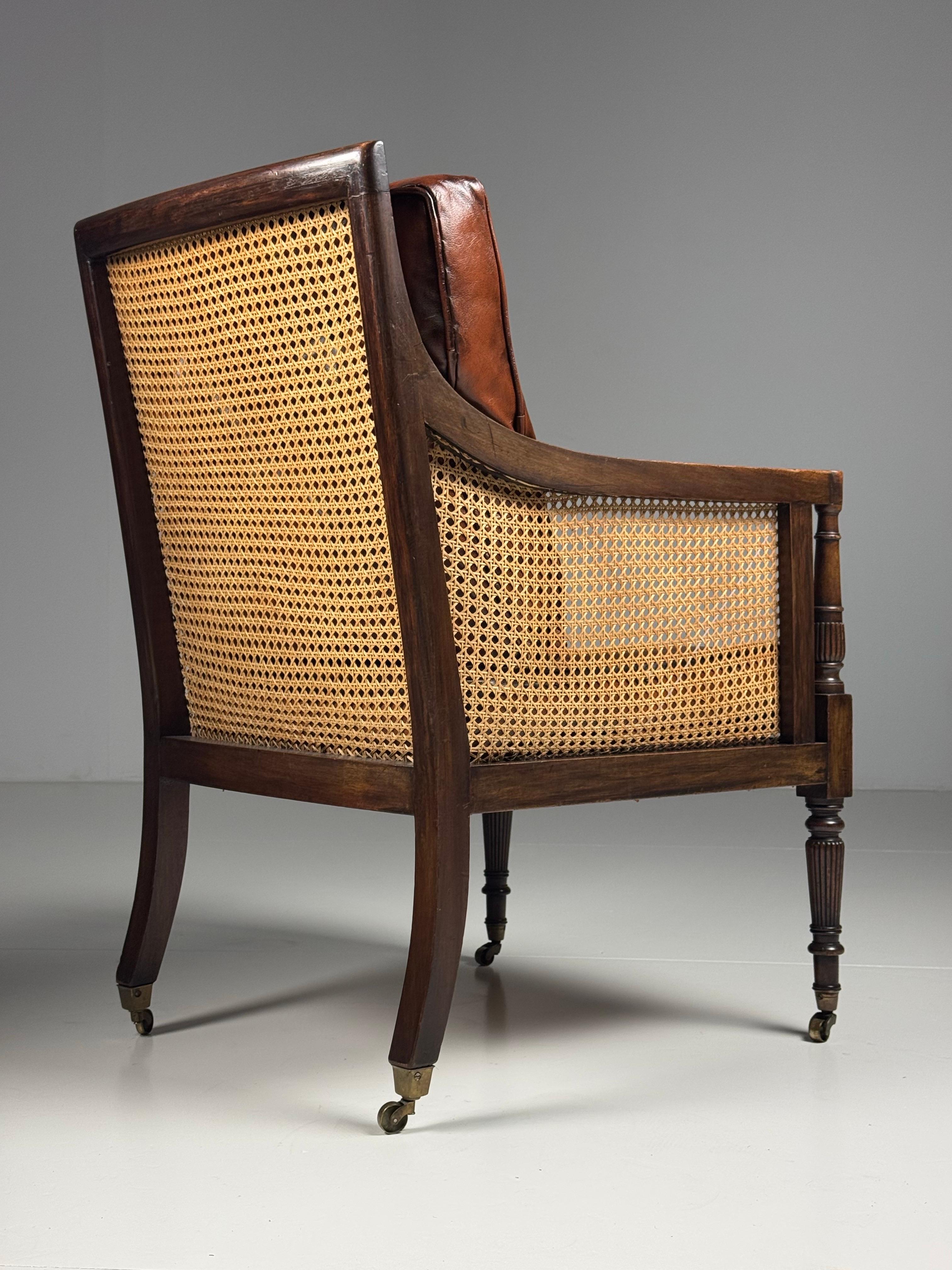 English Library Bergère 1825 Mahogany For Sale 11