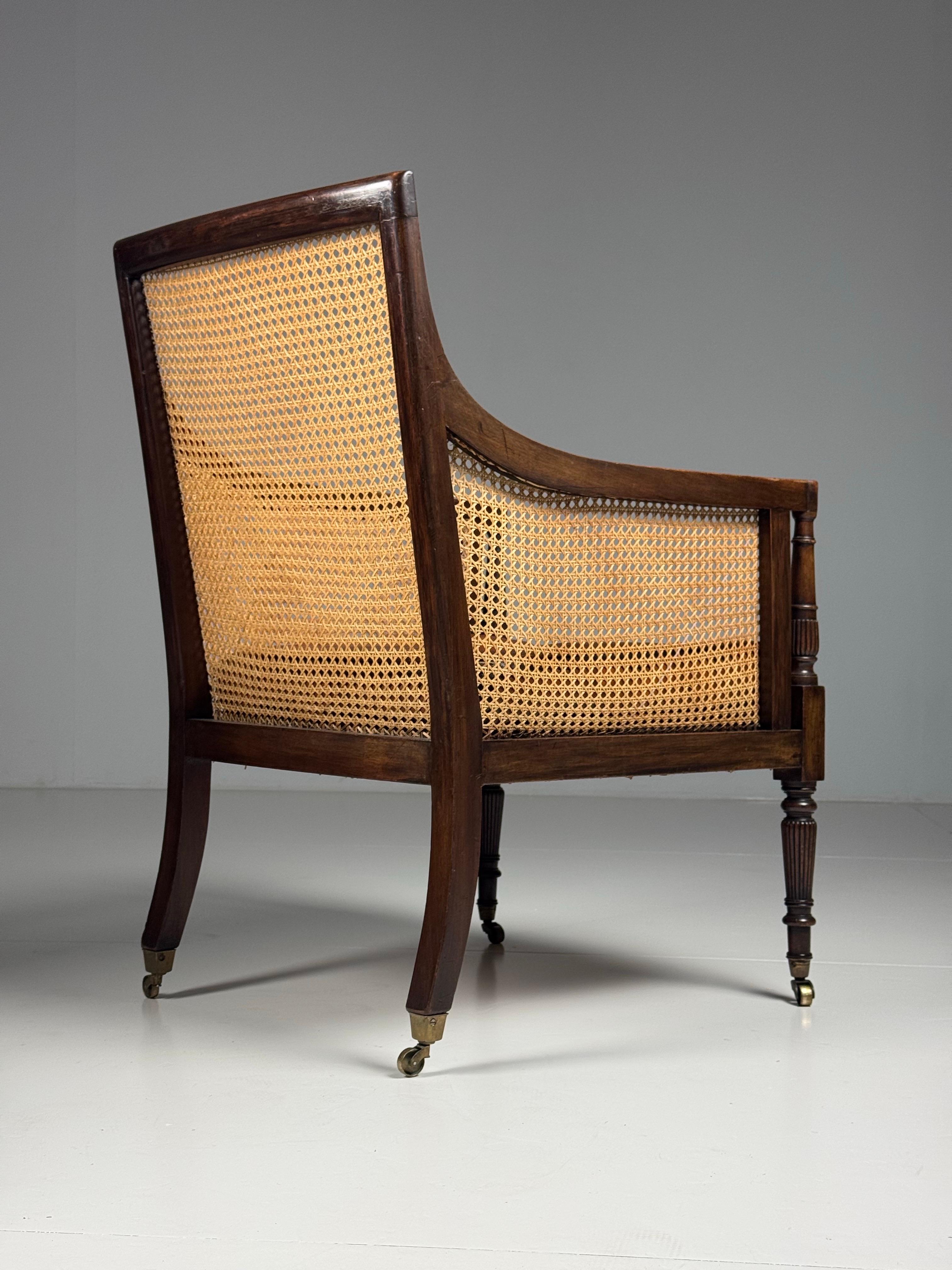 English Library Bergère 1825 Mahogany For Sale 12