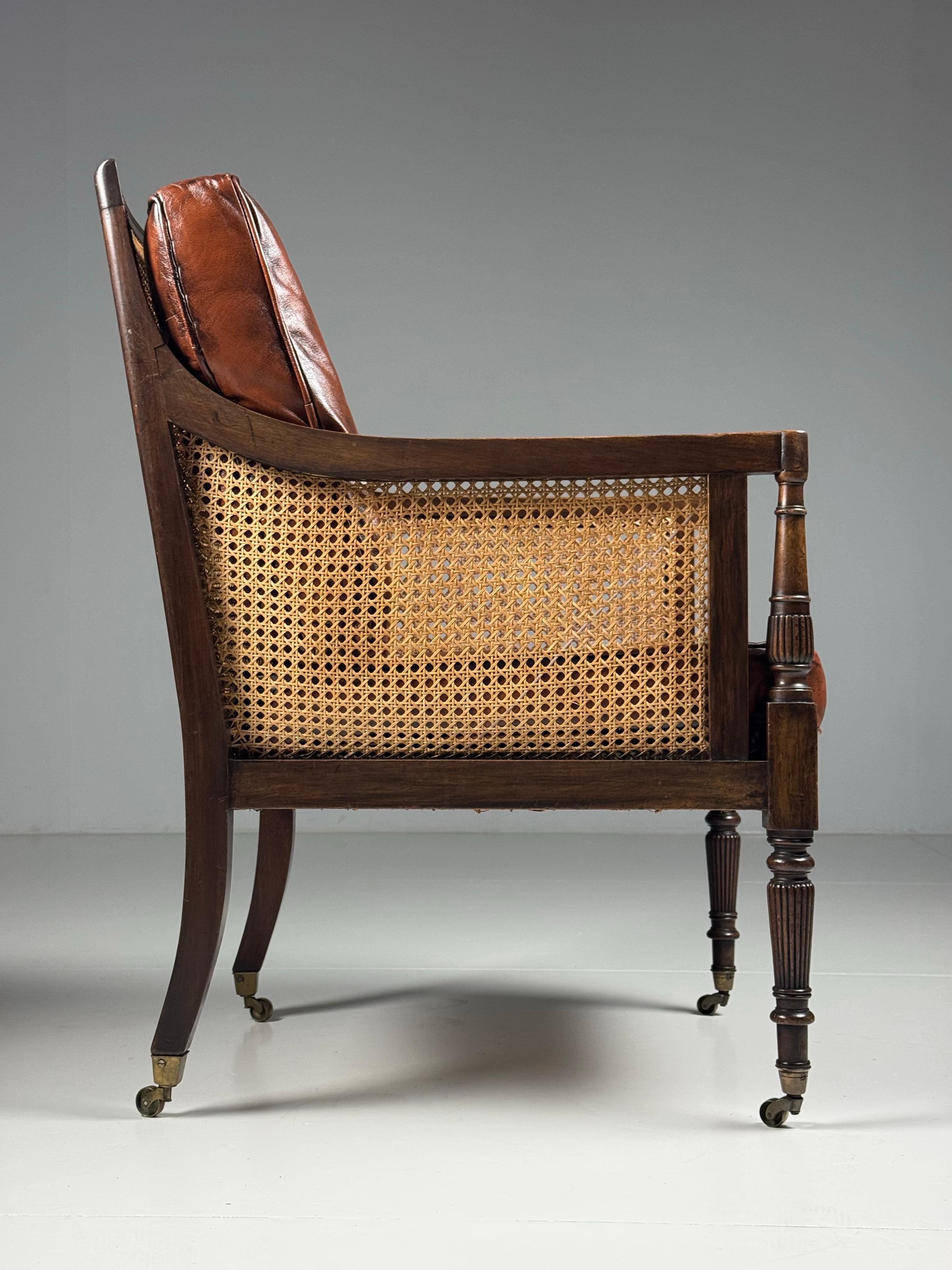 English Library Bergère 1825 Mahogany For Sale 4