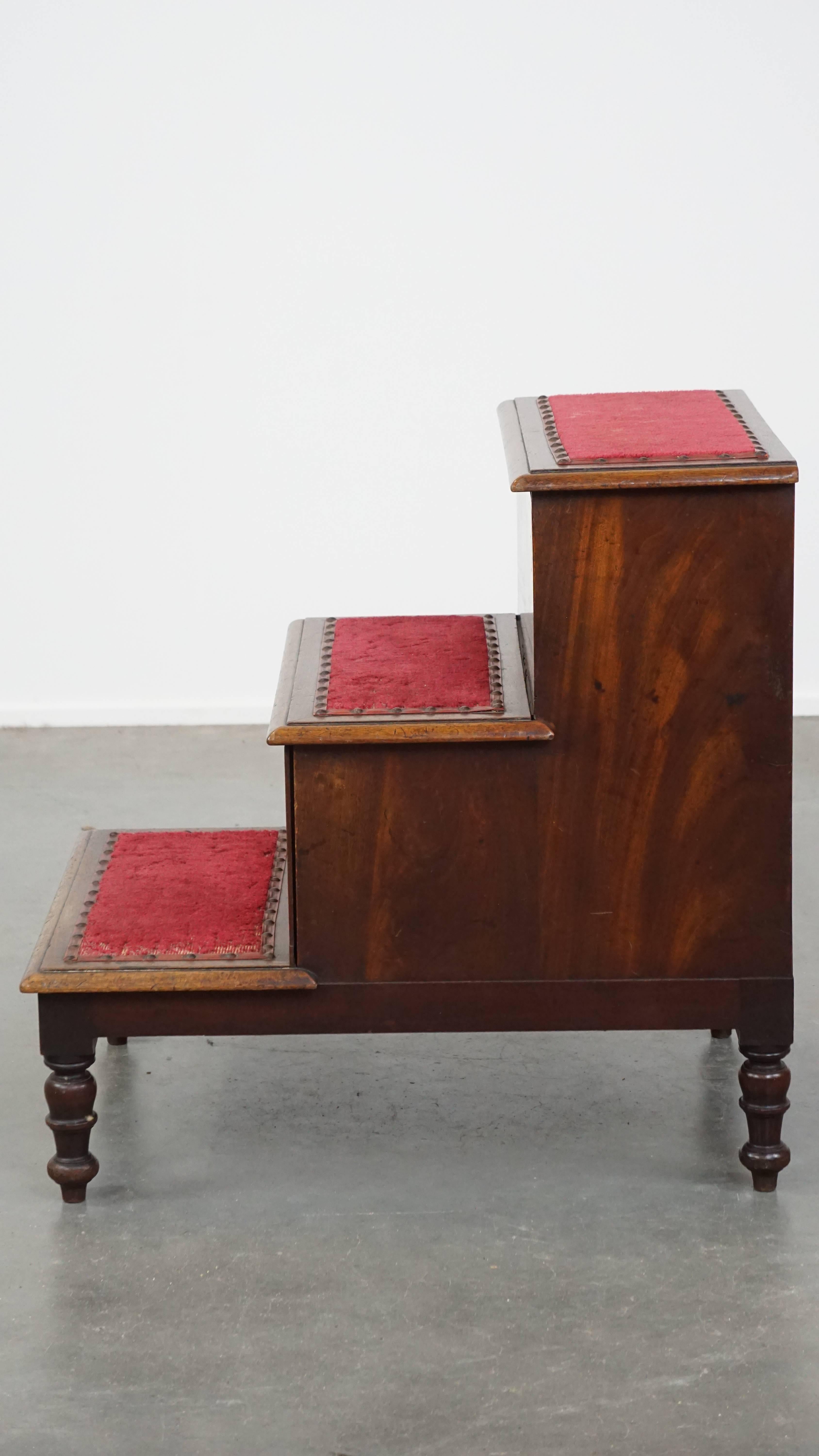 Scaletta da biblioteca inglese/comodità da camera della metà o della fine del XIX secolo in vendita 1
