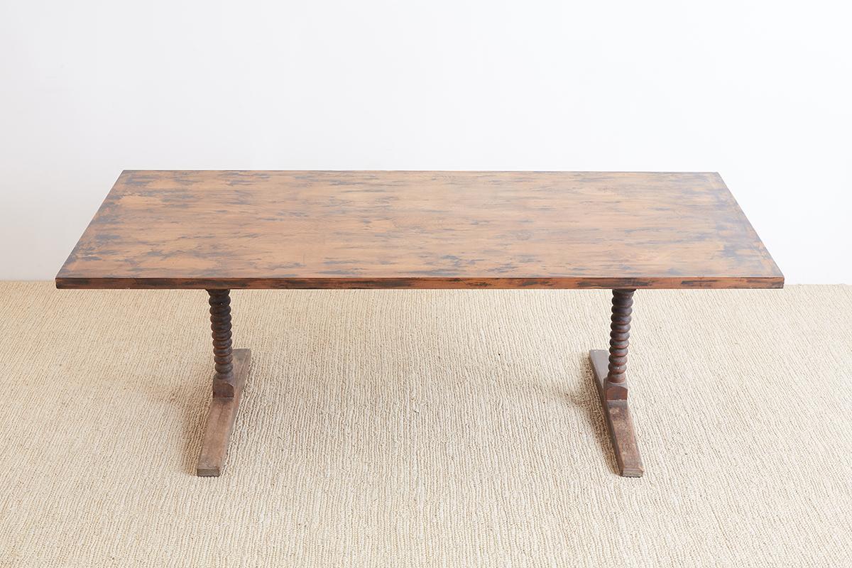19th Century English Library Trestle Table or Refectory Table