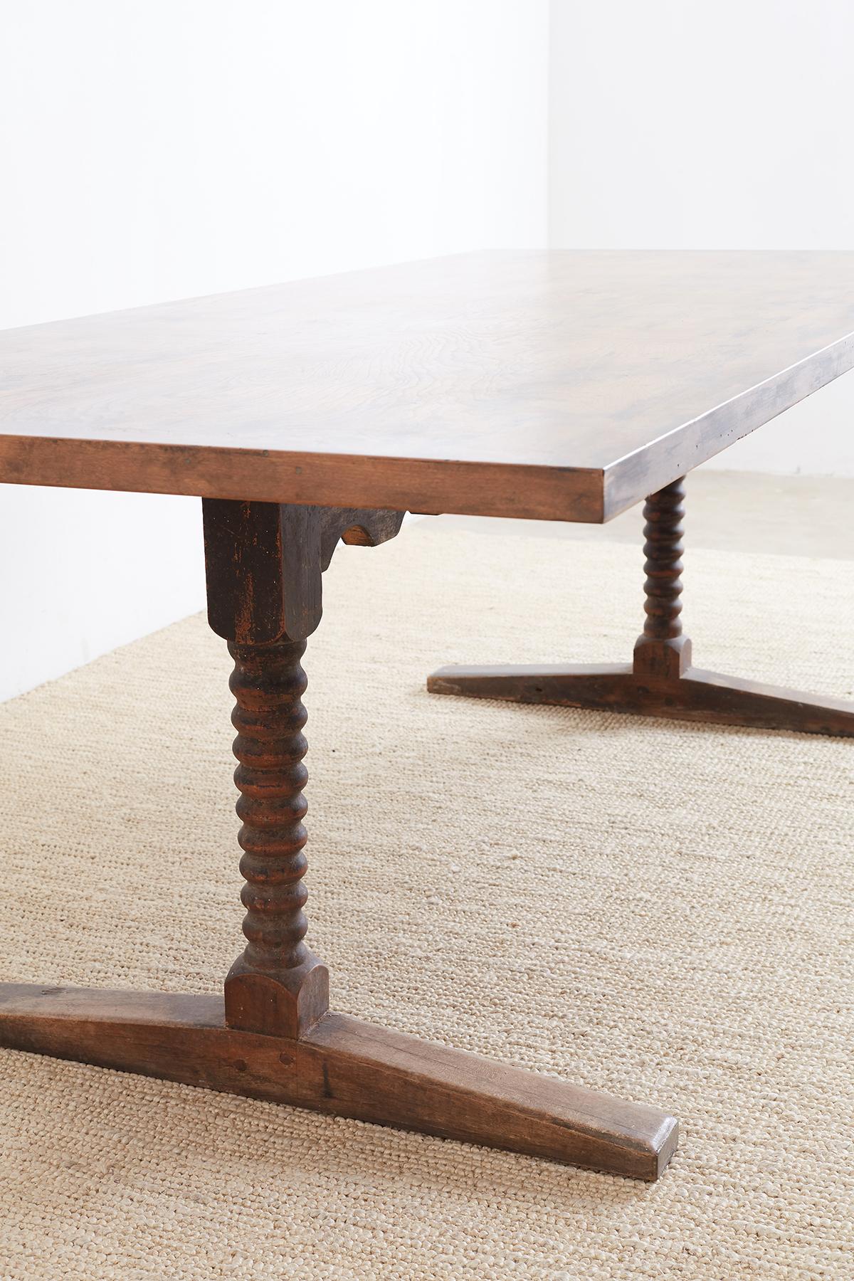 English Library Trestle Table or Refectory Table 1