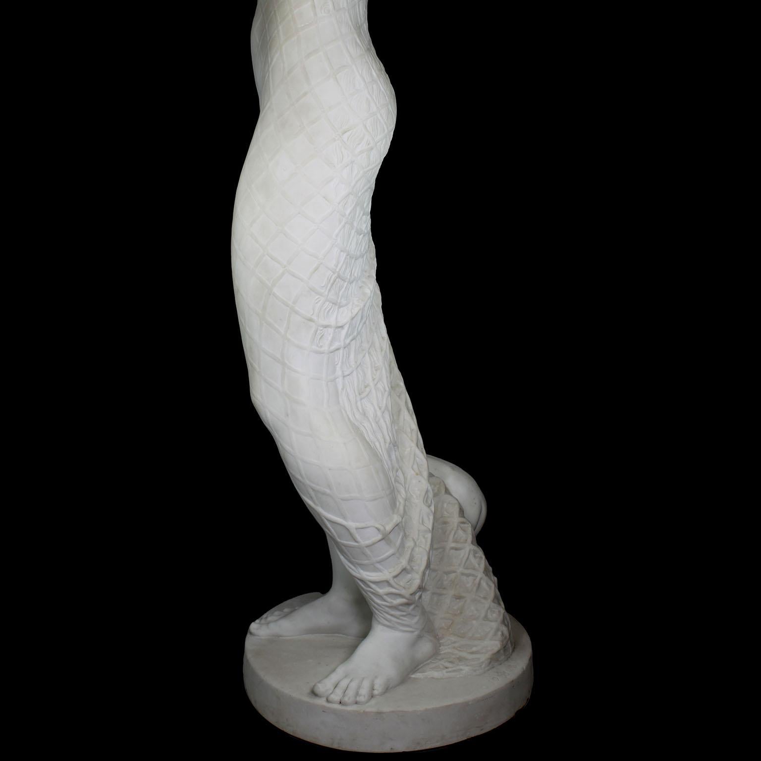English Life-Size Neoclassical Revival Style White Marble Nude Maiden with Dog For Sale 6
