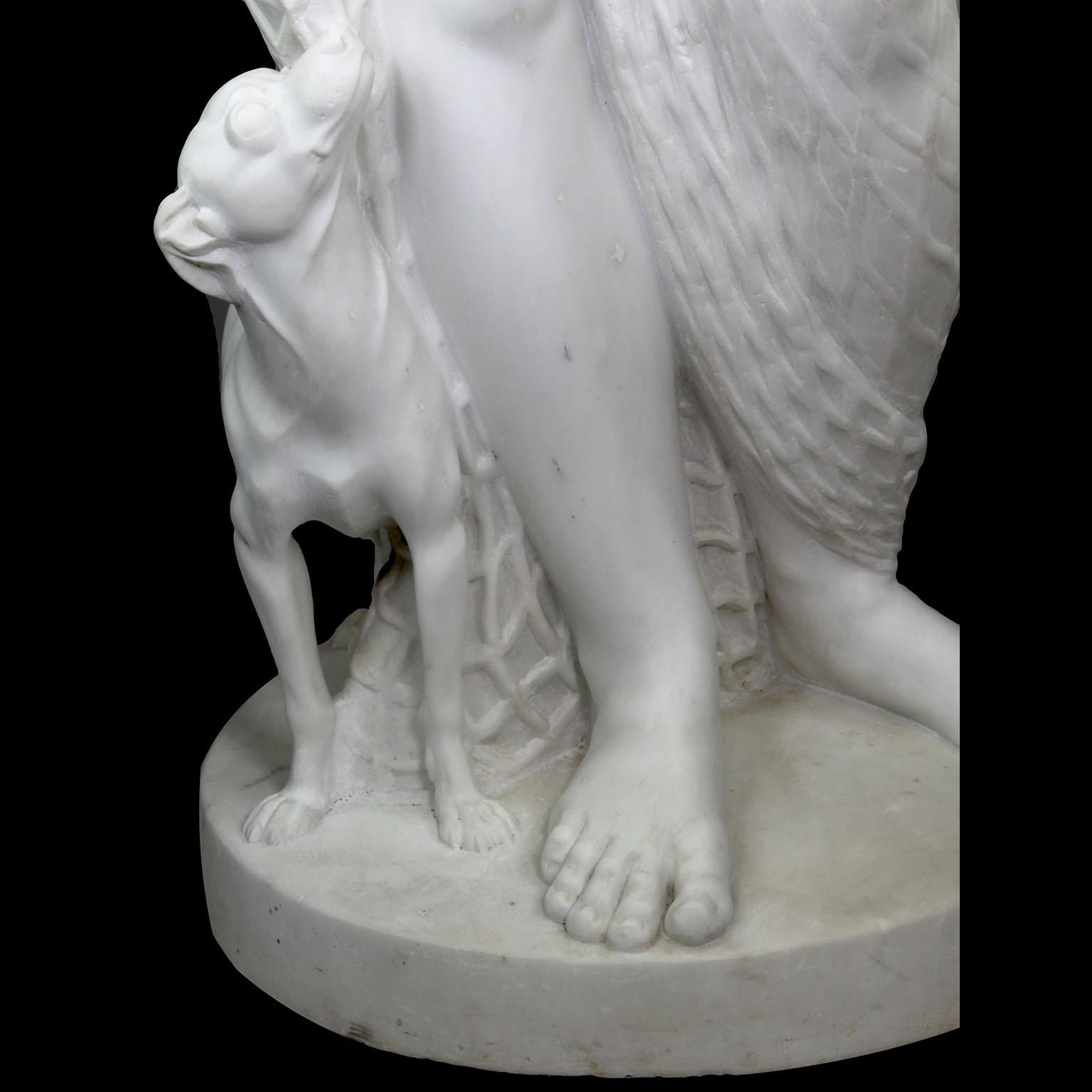 Vierge nue en marbre blanc avec chien, grandeur nature, de style Revive néoclassique anglais en vente 5