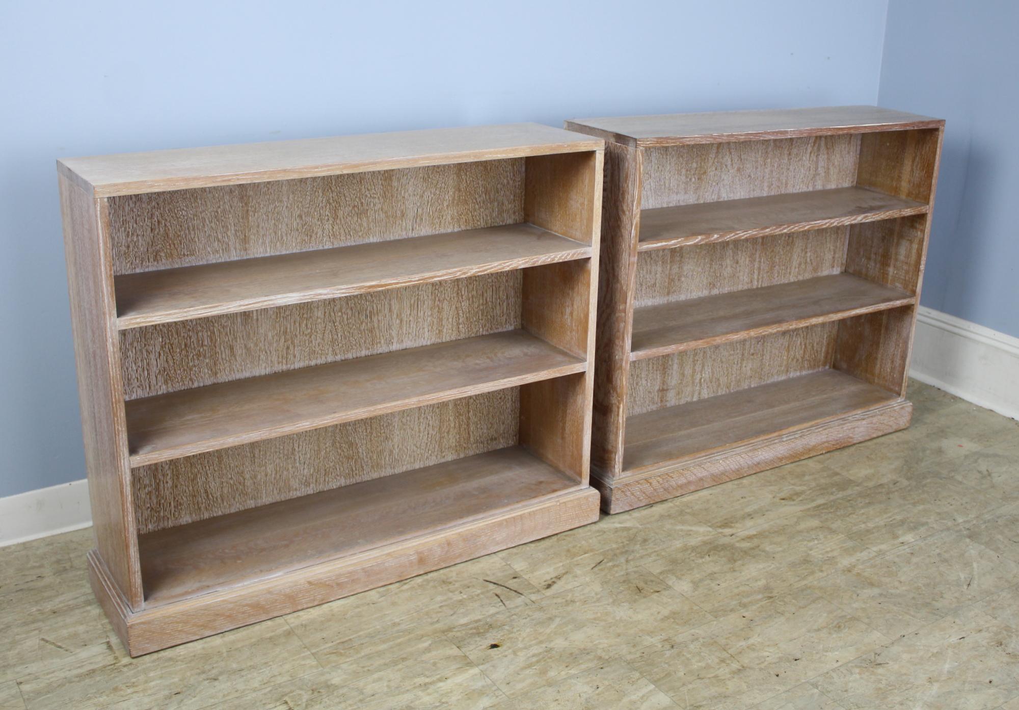 Oak English Limed Bookcase, Original Liming in the Style of Heal's