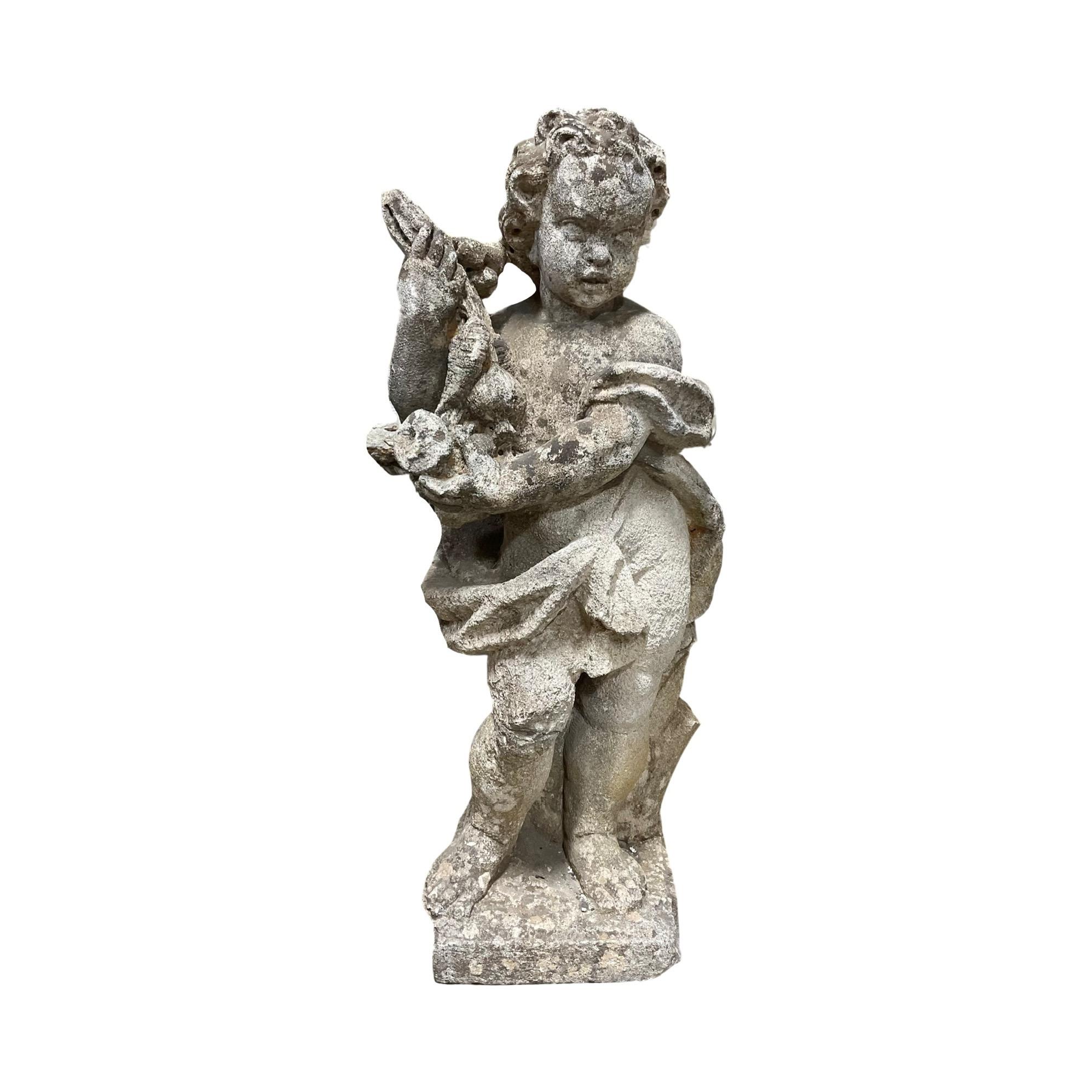 Englische Cherub-Skulptur aus Kalkstein (18. Jahrhundert und früher) im Angebot