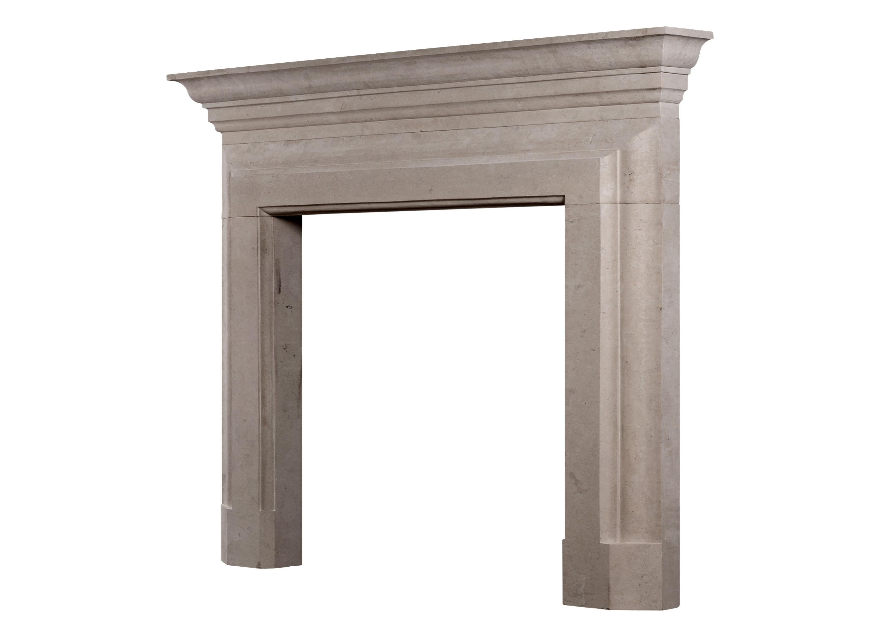 Georgian English Limestone Fireplace of Architectural Form For Sale