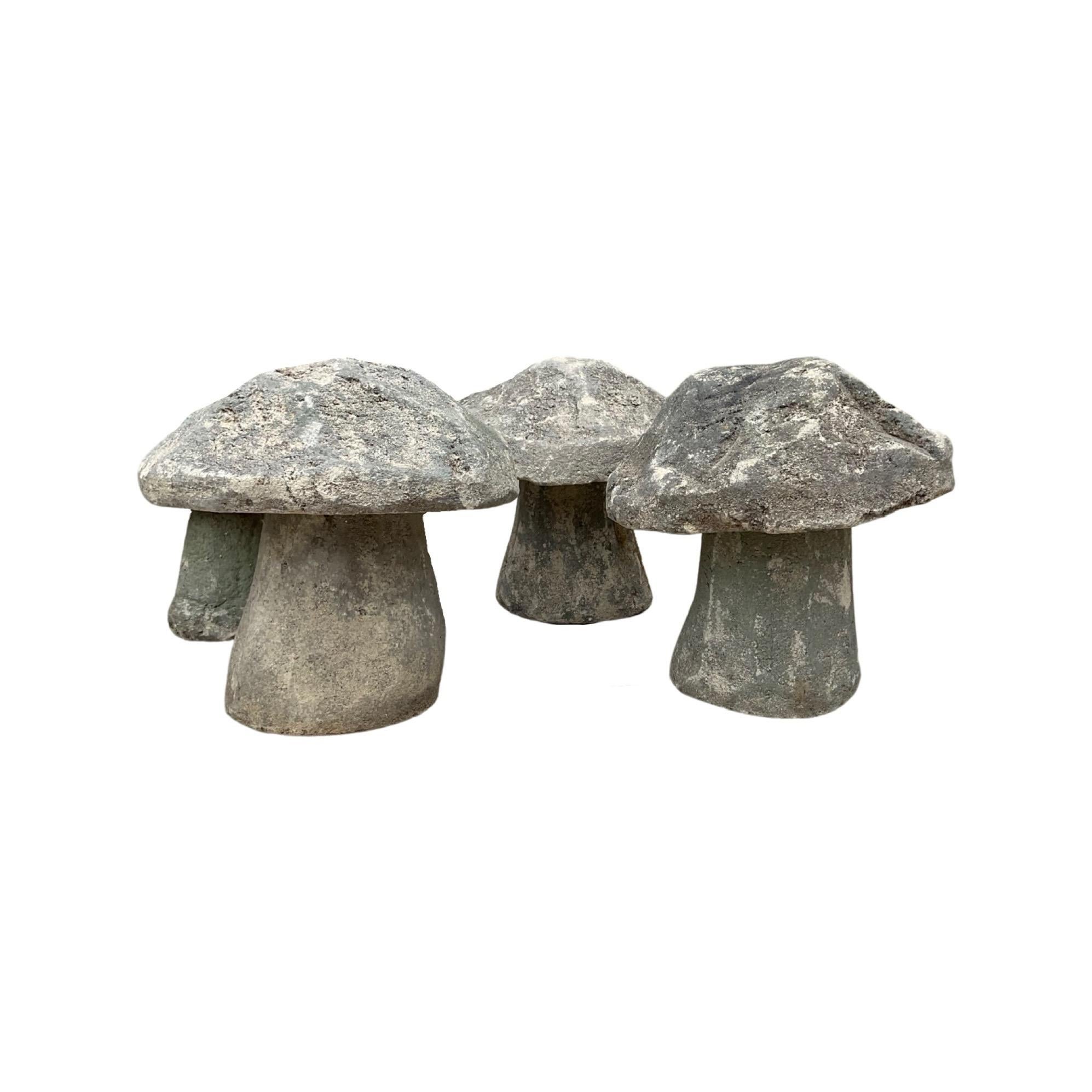 English Limestone Mushroom Sculptures 1