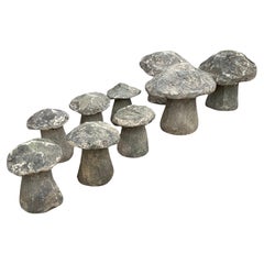 Antique English Limestone Mushroom Sculptures