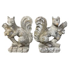English Limestone Squirrel Sculptures
