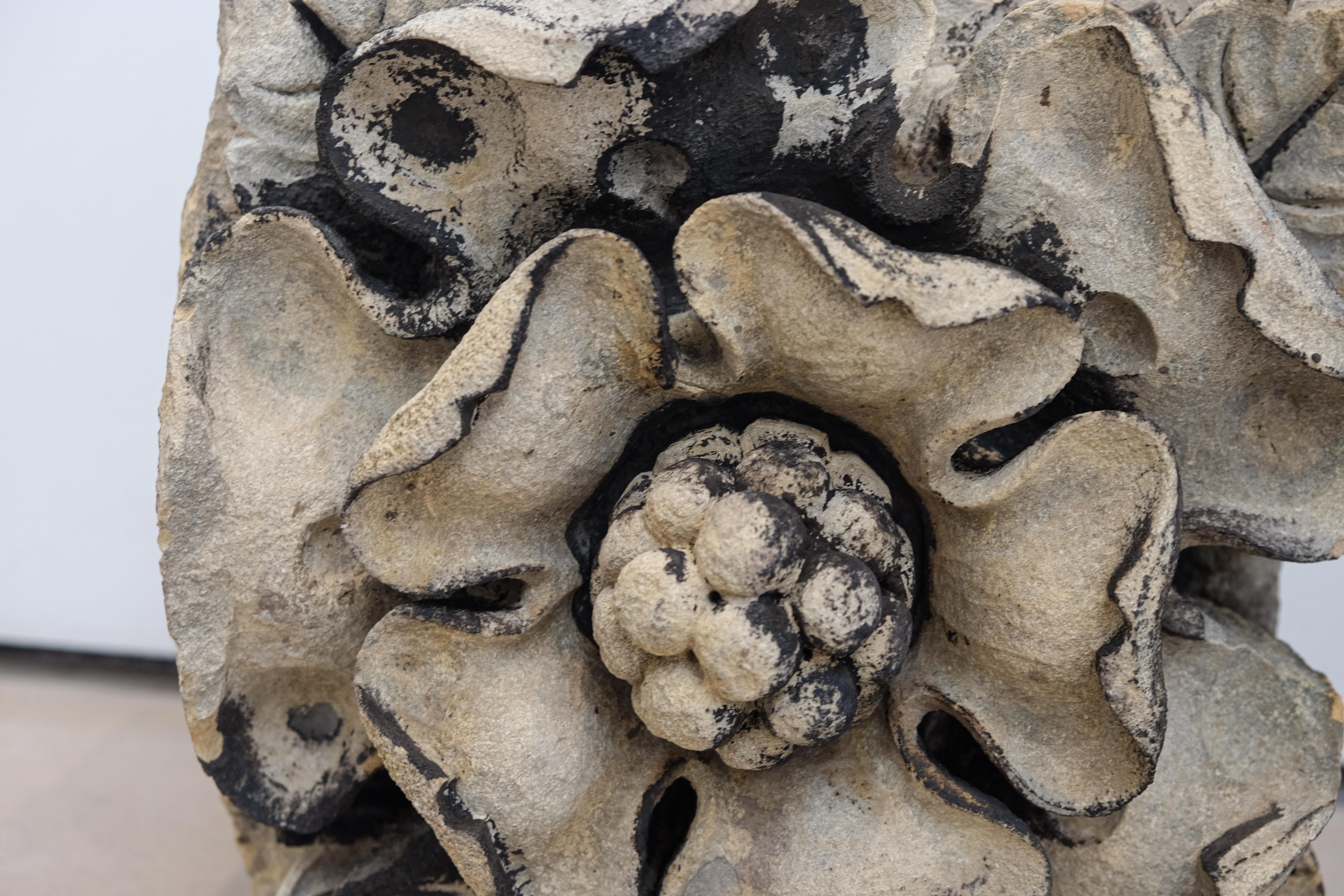 18th Century and Earlier English Limestone Tudor Rose Fragment, 16th Century