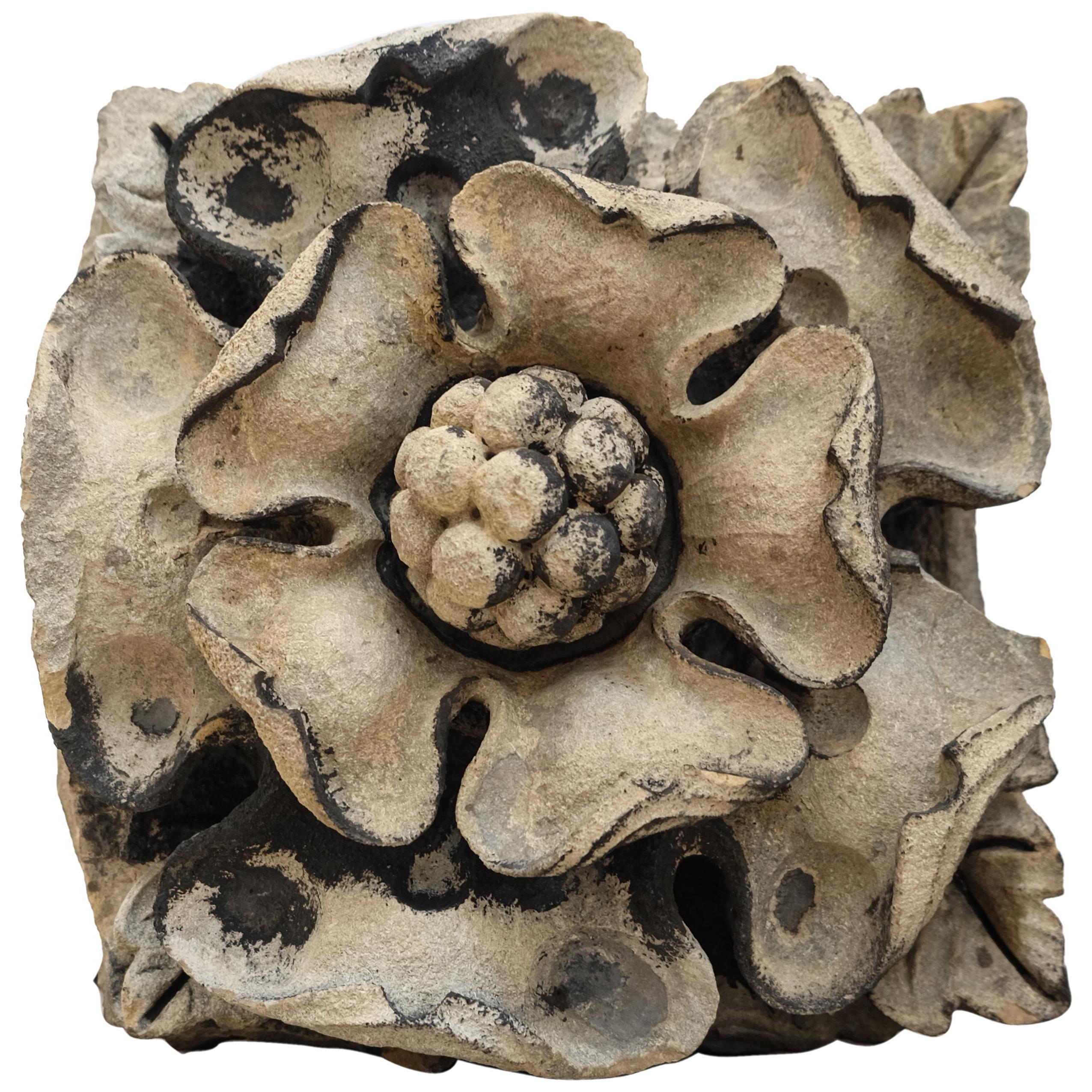 English Limestone Tudor Rose Fragment, 16th Century