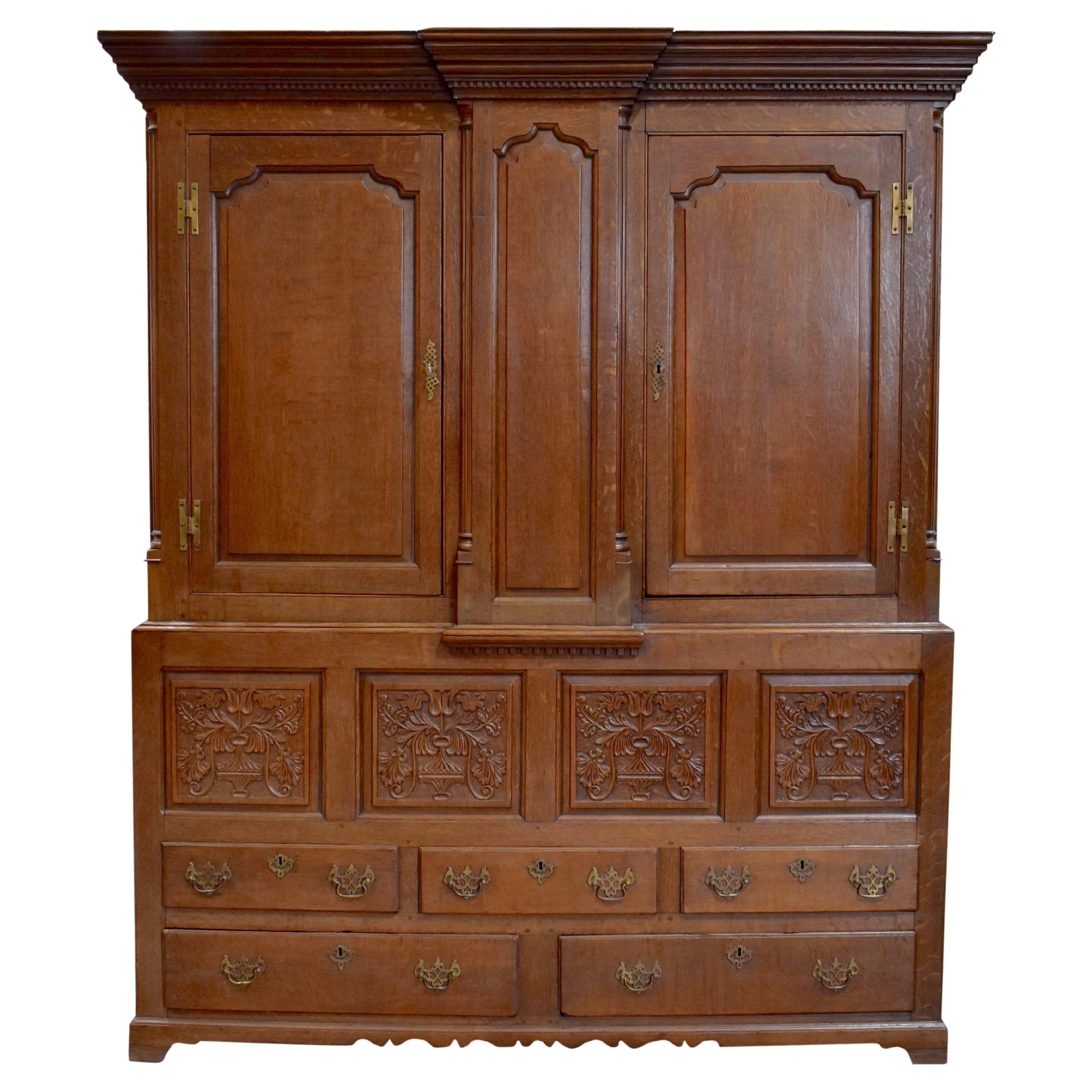 English Linen Press Cabinet, circa 1890 For Sale