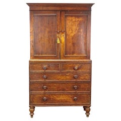 Antique English Linen Press, Mahogany Circa 1840
