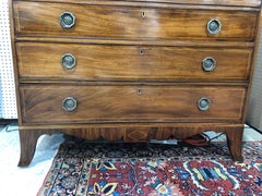 English Linen Press with Inlays and Tall Bracket Feet, Fine Oval Panels