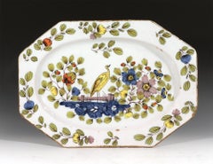 English Liverpool Delftware Fazackerly Large Dish with Bird