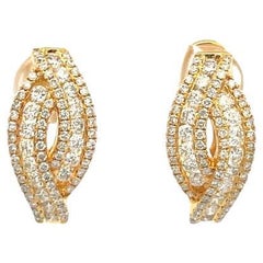 English Lock Diamond Earrings 1.47ct 14K Yellow Gold  
