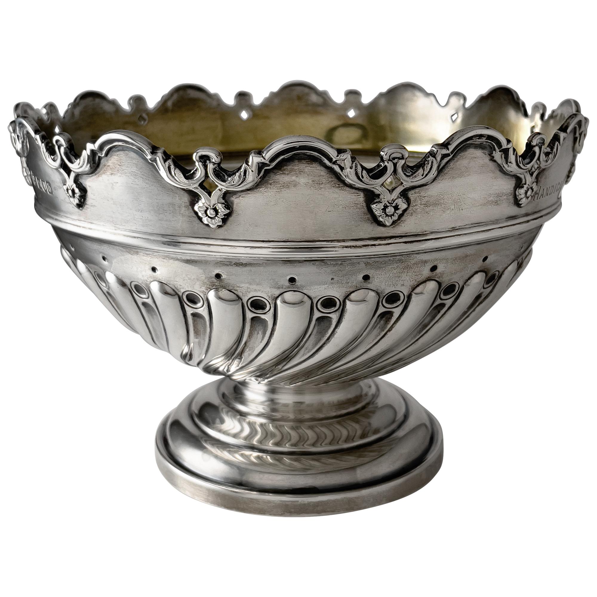 English London Sterling Silver Trophy, 1897. Hand engraved 