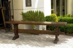 English Long and Narrow Trestle Table with Tick Single-Plank Top, circa 1860