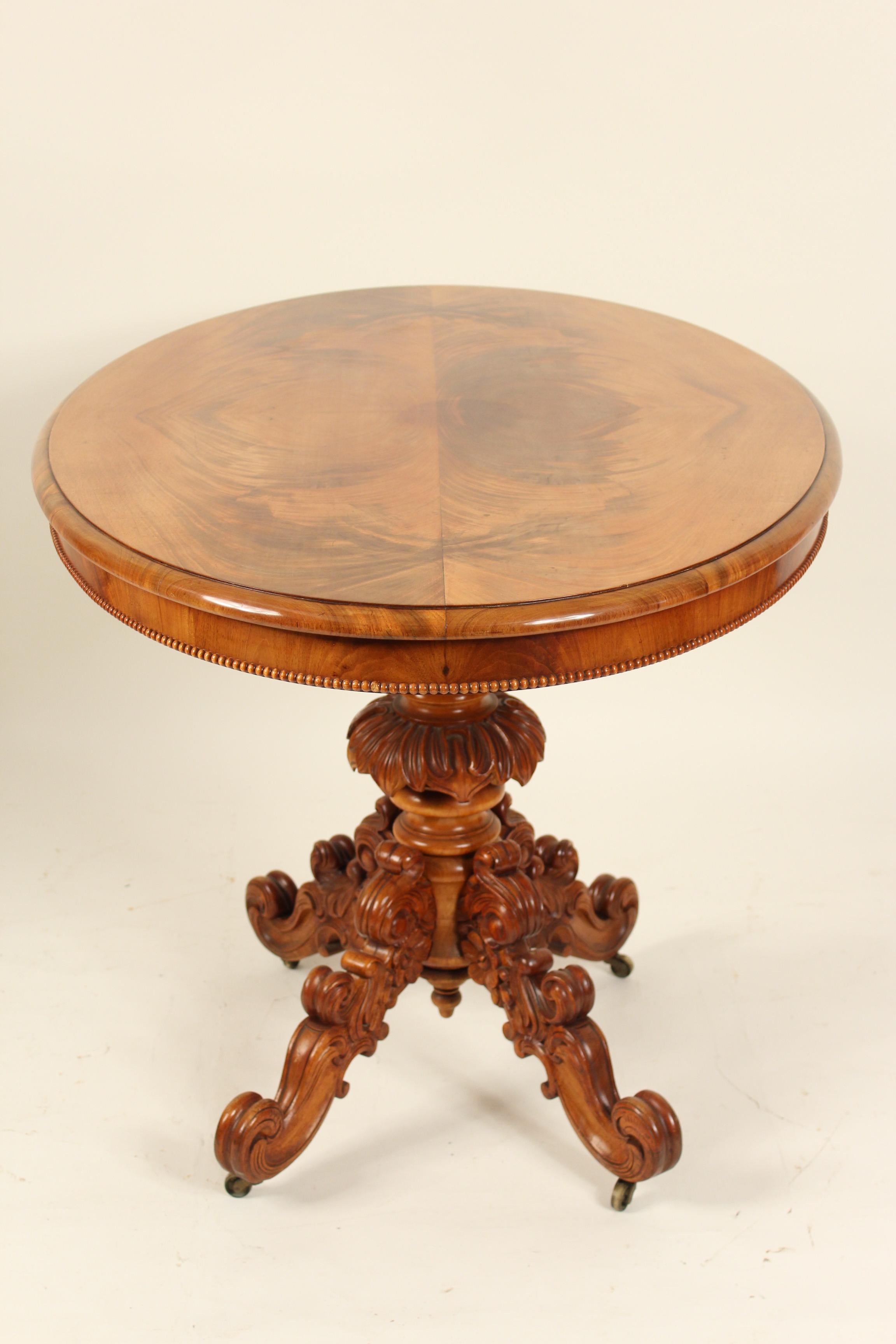 Victorian English Loo Table with Flame Mahogany Top