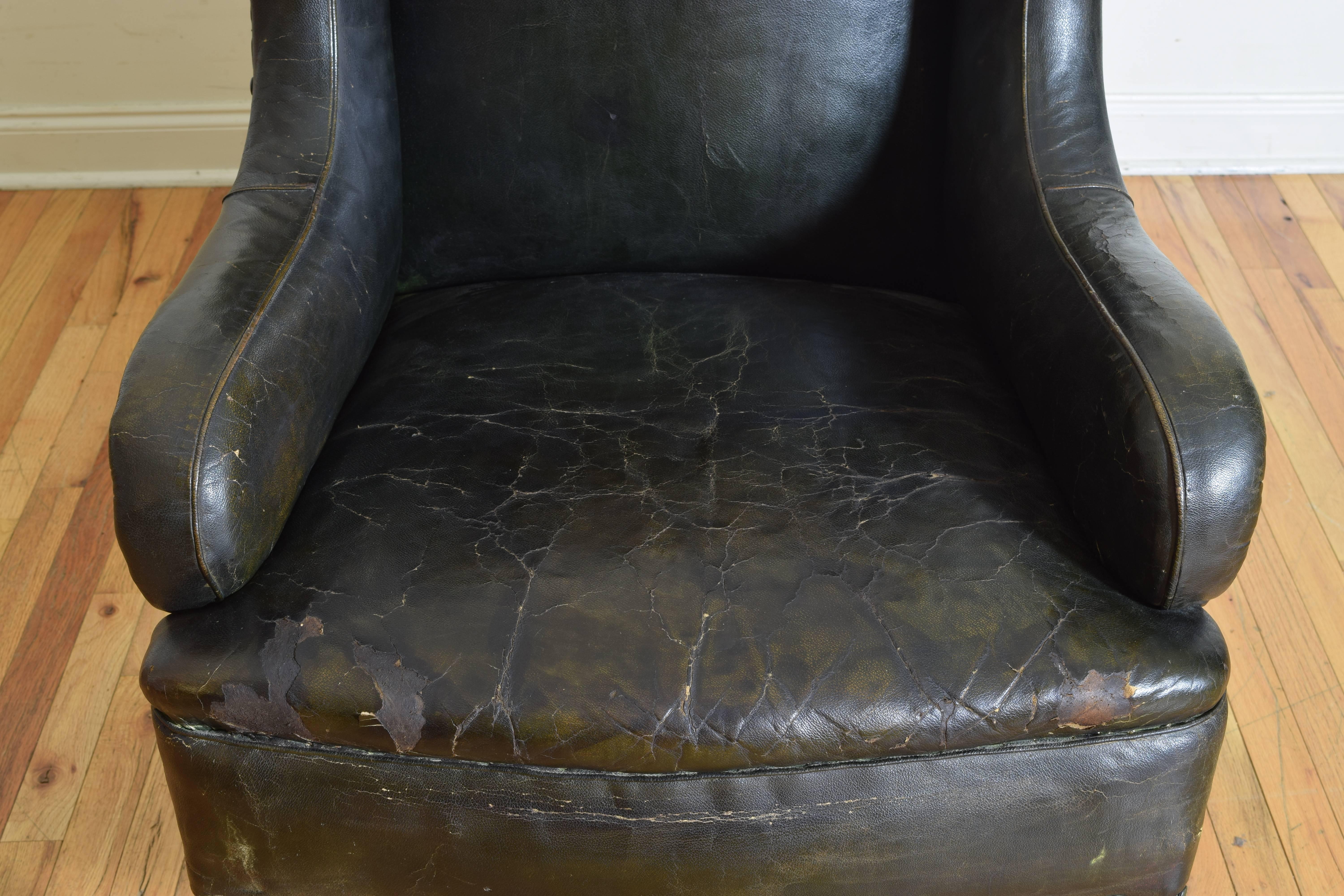 English Louis Philippe Period Leather Upholstered Club Chair, Mid-19th Century 11