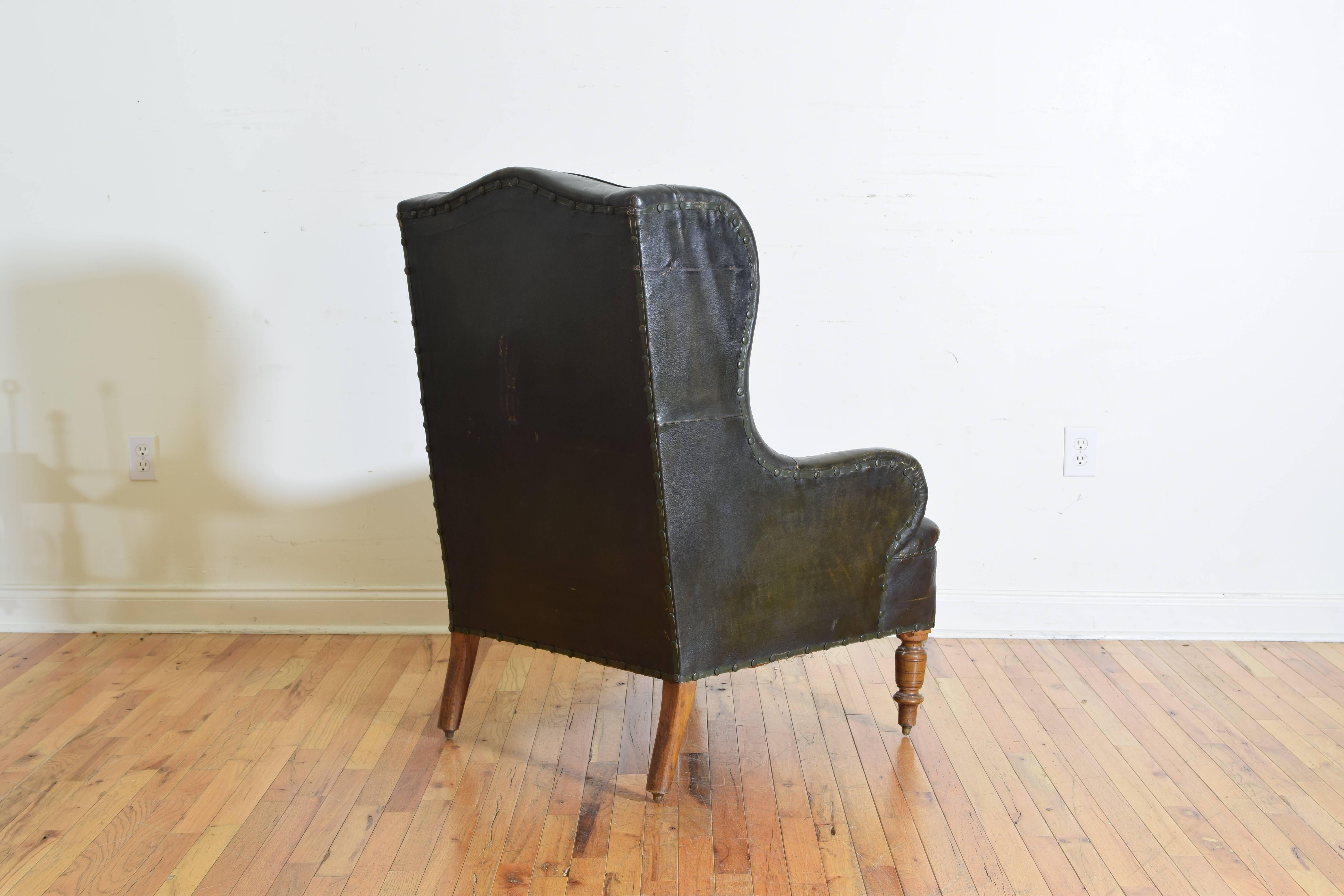 English Louis Philippe Period Leather Upholstered Club Chair, Mid-19th Century 2