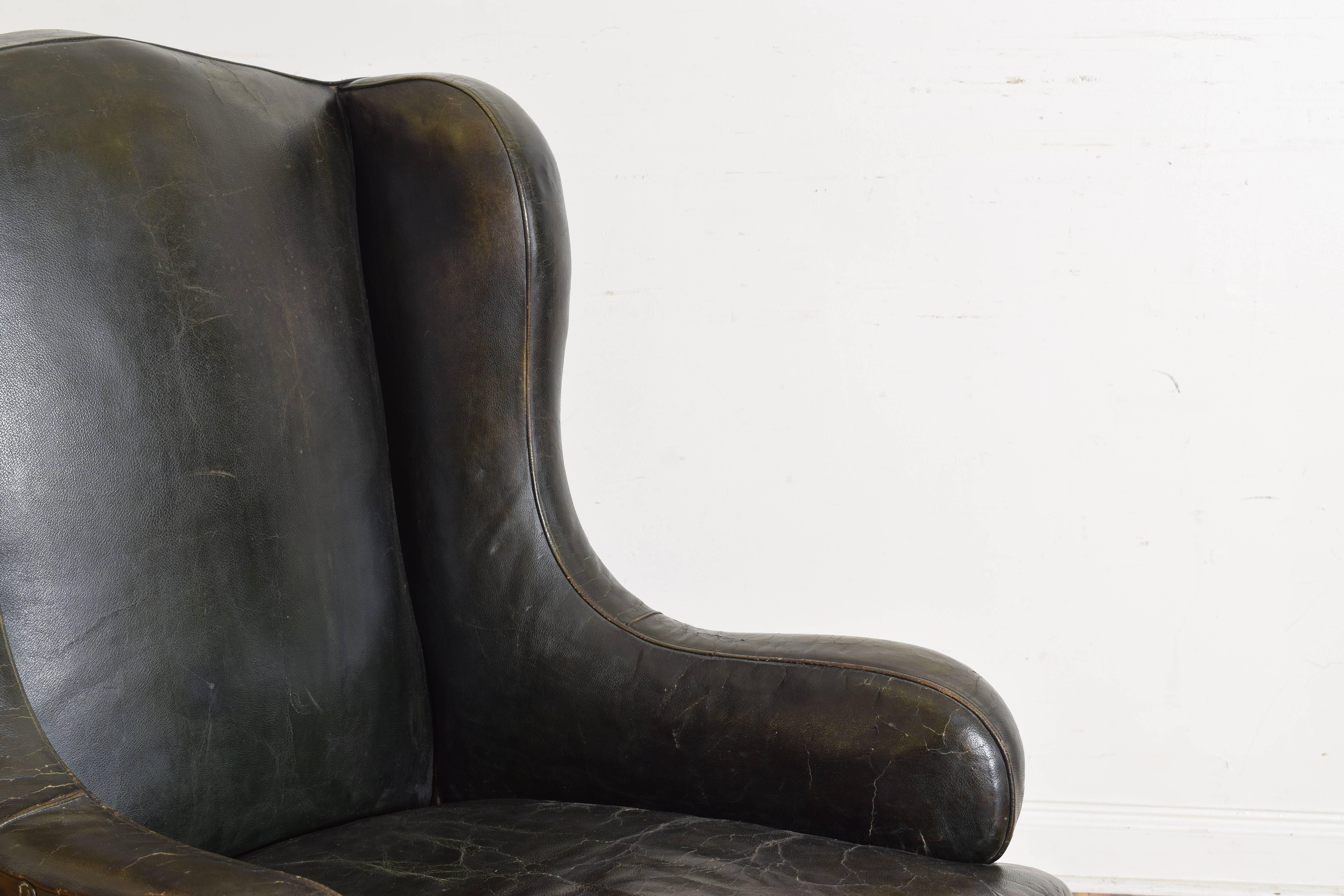English Louis Philippe Period Leather Upholstered Club Chair, Mid-19th Century 4