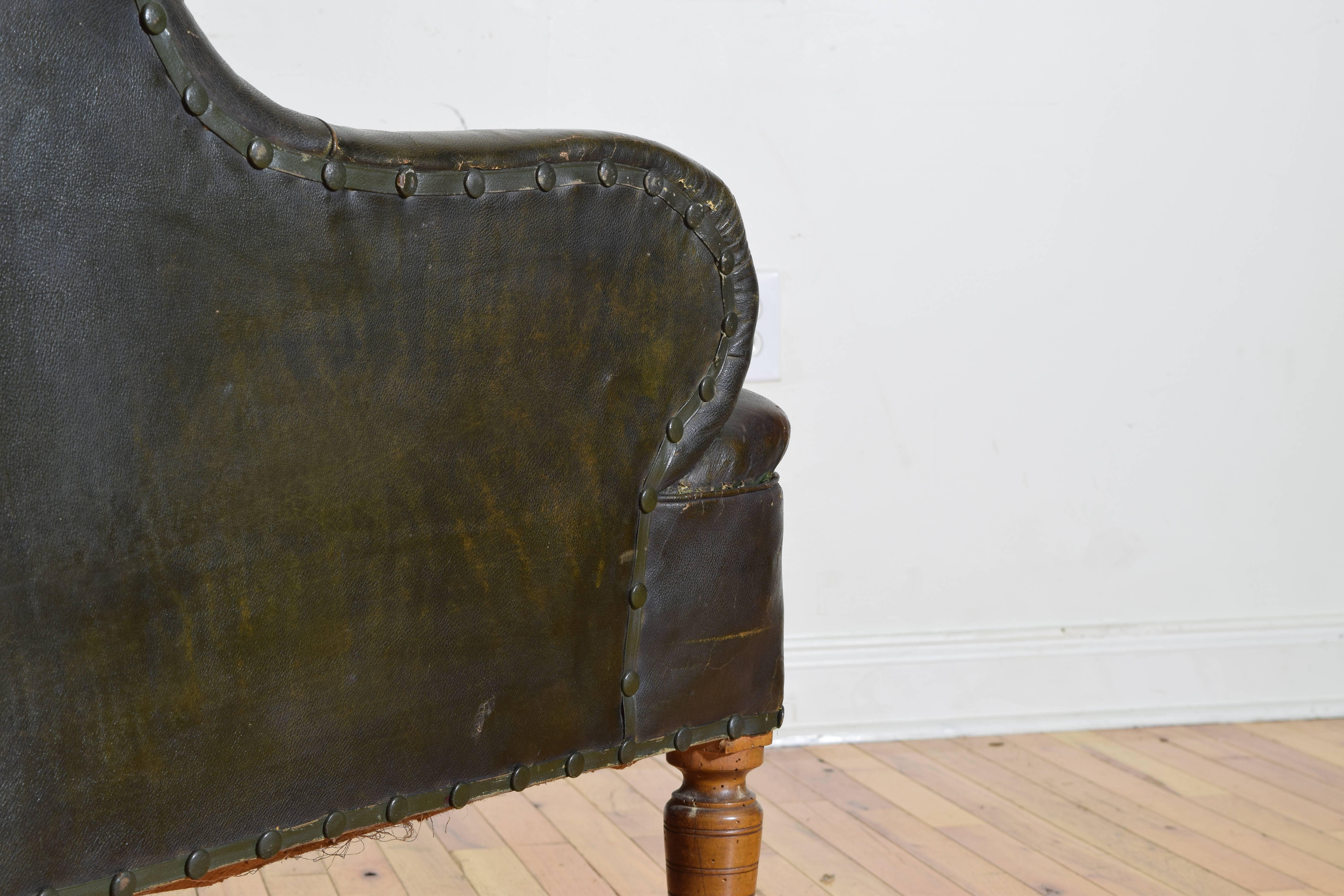 English Louis Philippe Period Leather Upholstered Club Chair, Mid-19th Century 6
