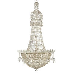 English Louis XVI St. 19th Century Silvered Bronze and Crystal Chandelier