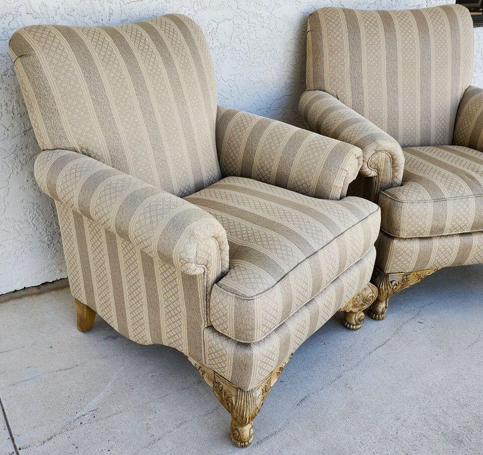 Cotton English Lounge Chairs by Schnadig For Sale