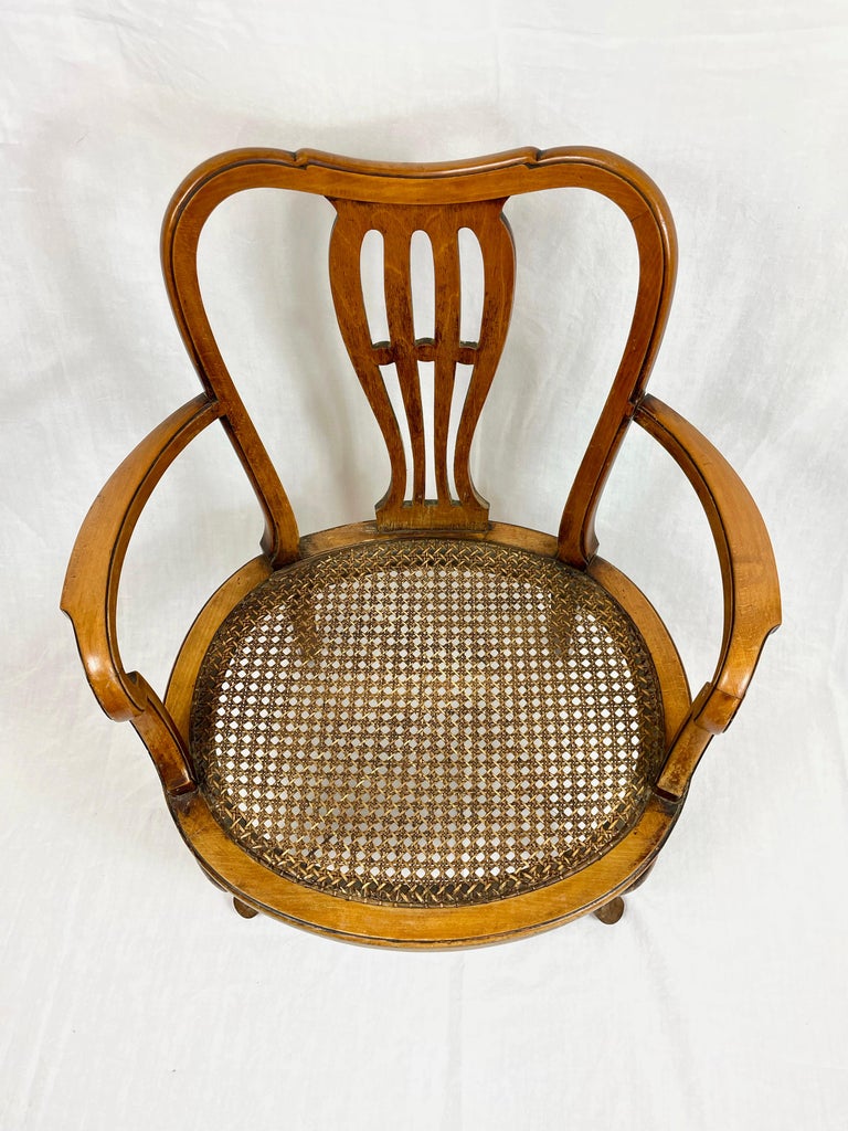 English Low Bedroom Chair in Wood and Cane, 19th Century For Sale at