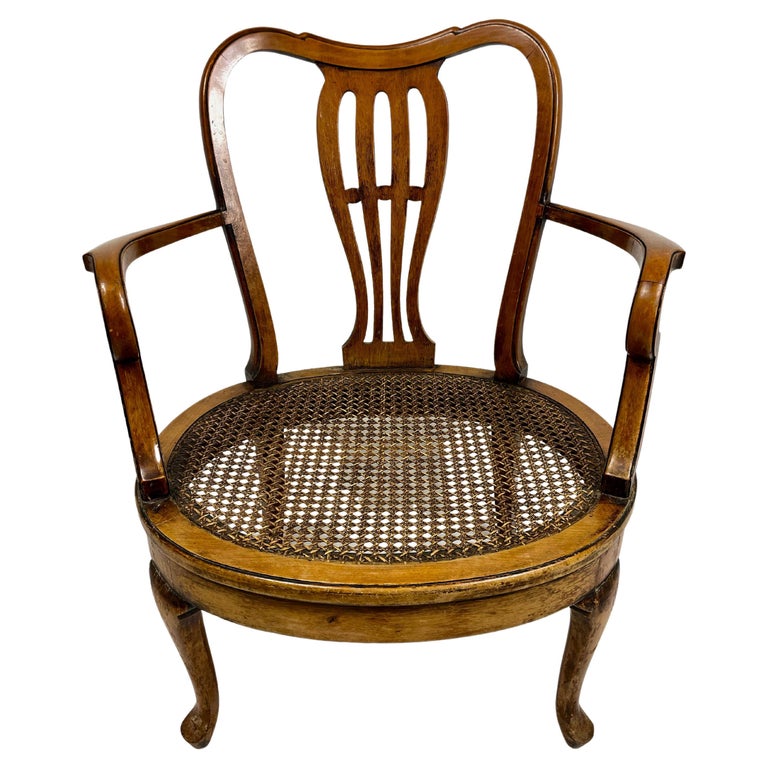 English Low Bedroom Chair in Wood and Cane, 19th Century For Sale at