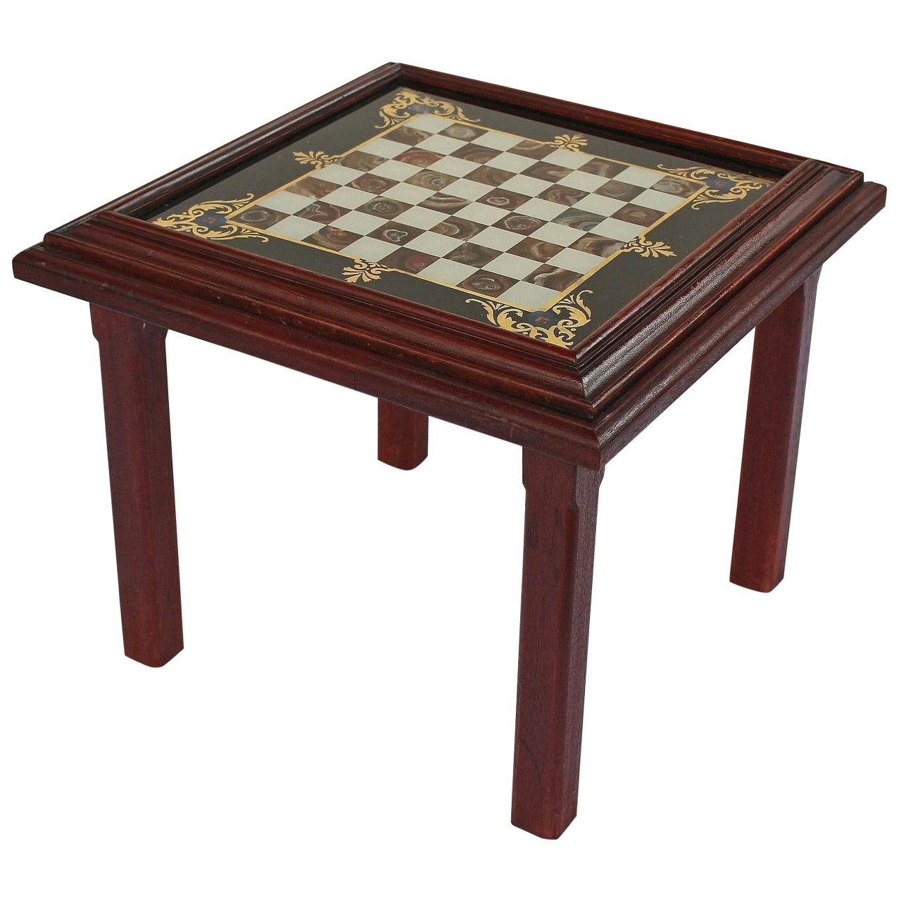 English Low Cocktail or Coffee Table with Chess Board Top For Sale