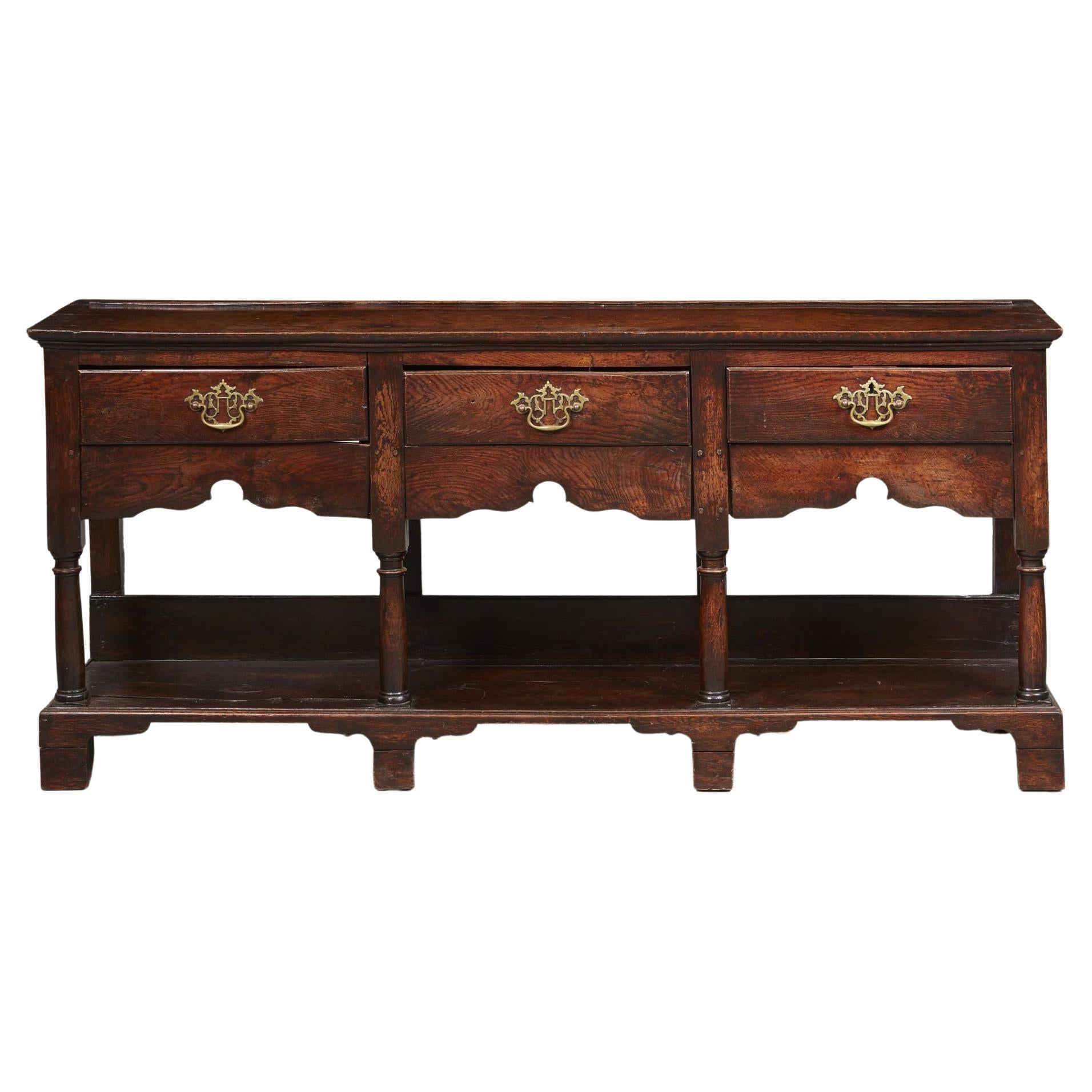 18th c. English Low Dresser with Potboard Base For Sale