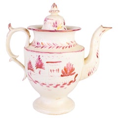 English Lustreware Lidded Porcelain Teapot 19th Century 