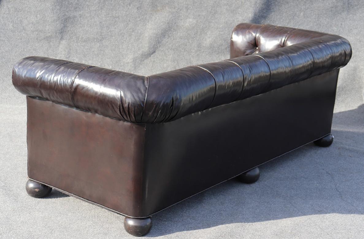 English Made Brown Leather Chesterfield Sofa 5