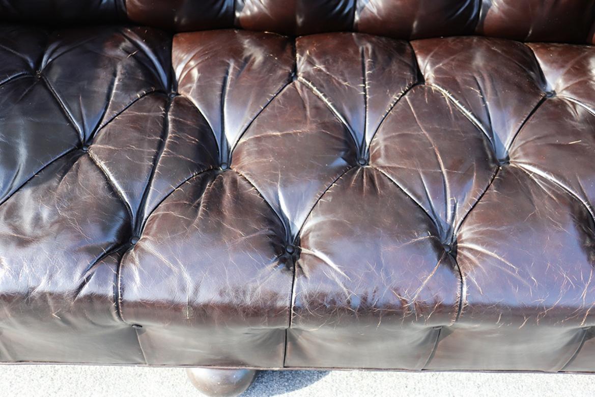 20th Century English Made Brown Leather Chesterfield Sofa