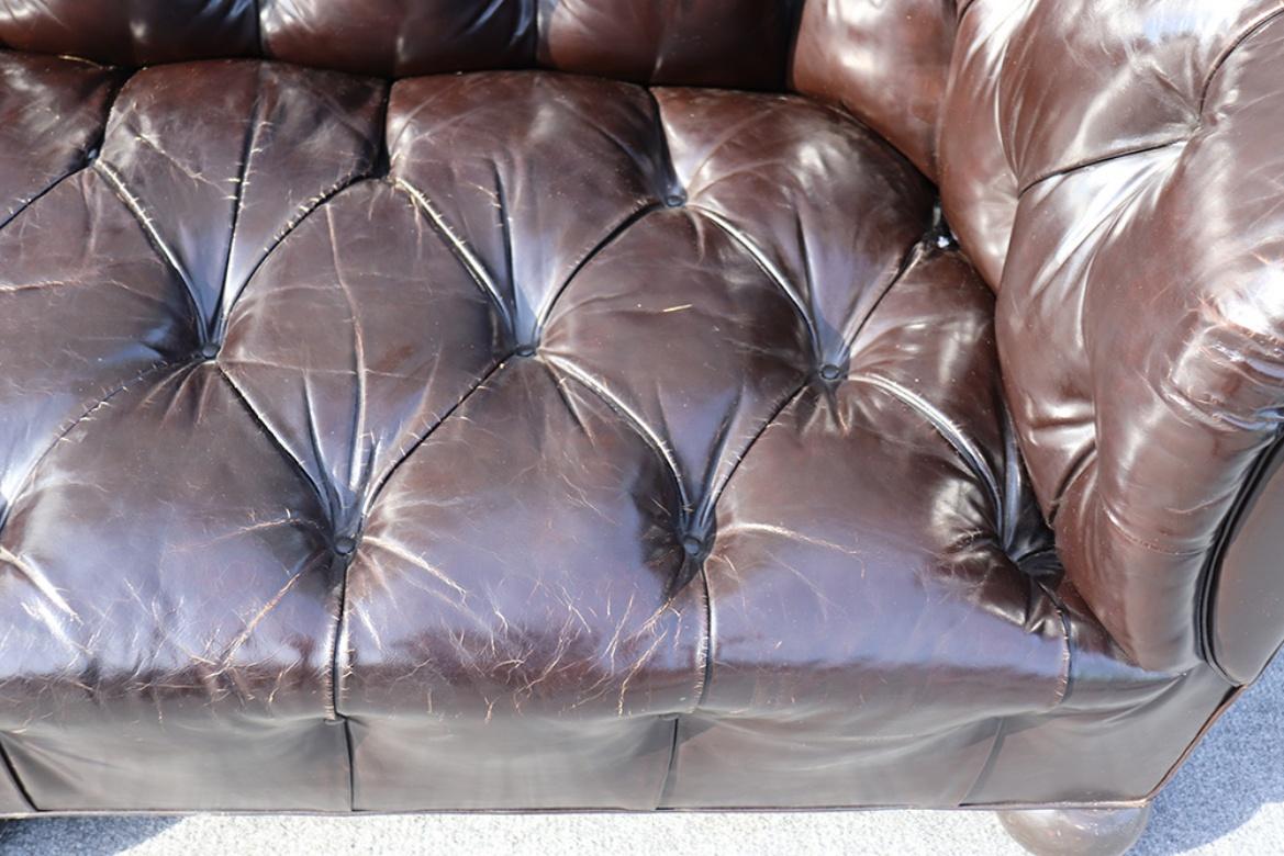 English Made Brown Leather Chesterfield Sofa 1